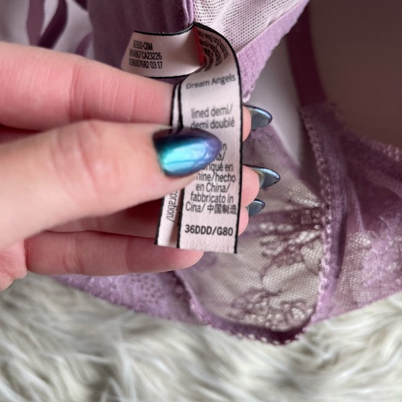 Victorias Secret 36DDD Lined Demi Bra Purple Floral Lace High Neck - Picture 5 of 5